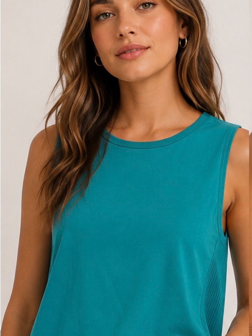 90 Degree by Reflex Easy Row Teal Ribbed Side Panel Active Tank Top XS